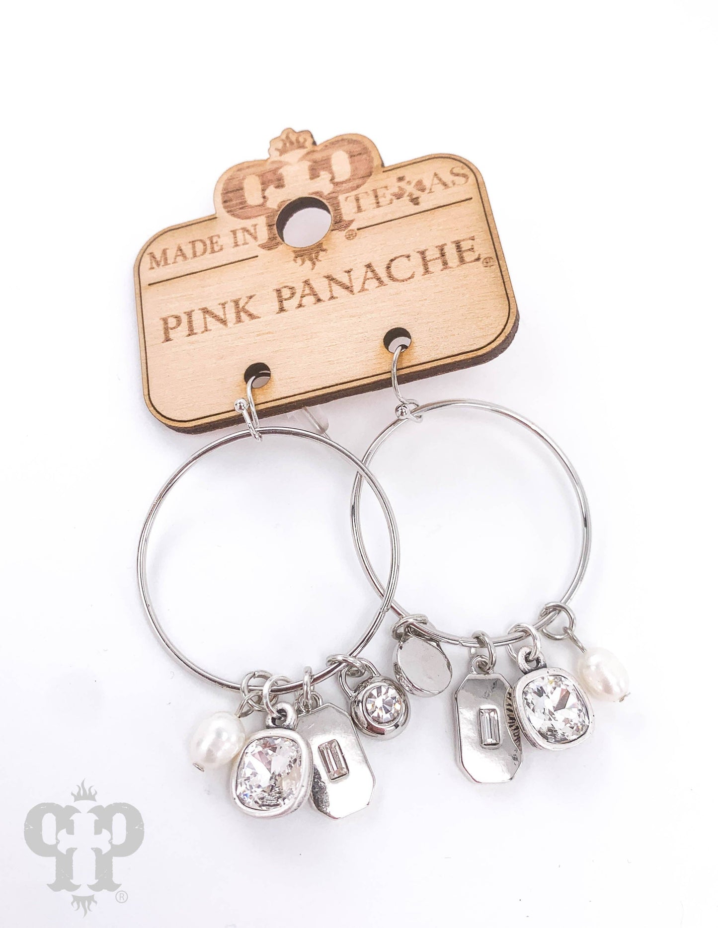 Circle charm earring, Austrian crystal