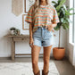 Striped Short Sleeve Relaxed Fit Knit Top