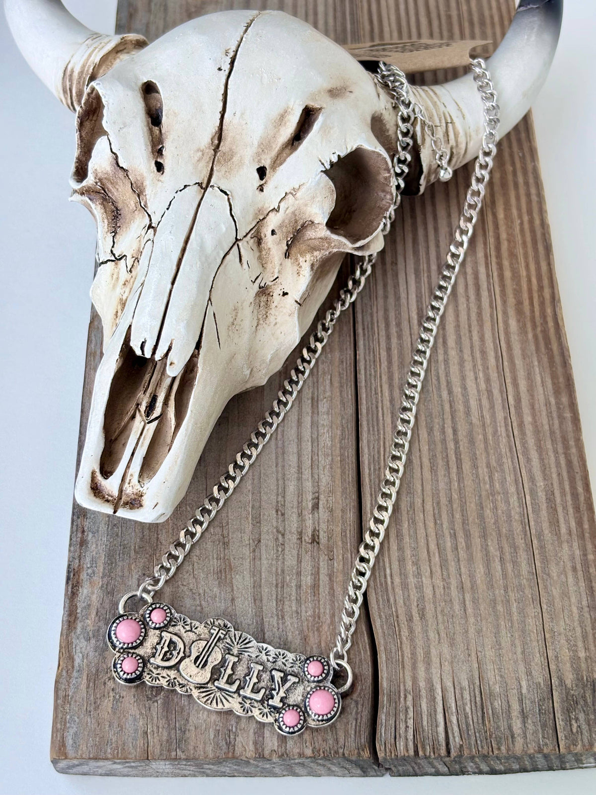 Western Style Queen Dolly Guitar Bar Pendant Necklace