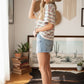 Striped Short Sleeve Relaxed Fit Knit Top