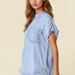 TENCEL DENIM FRAY DETAILED DOLMAN SHORT SLEEVE