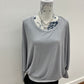 Ribbed batwing long sleeve boat neck sweater