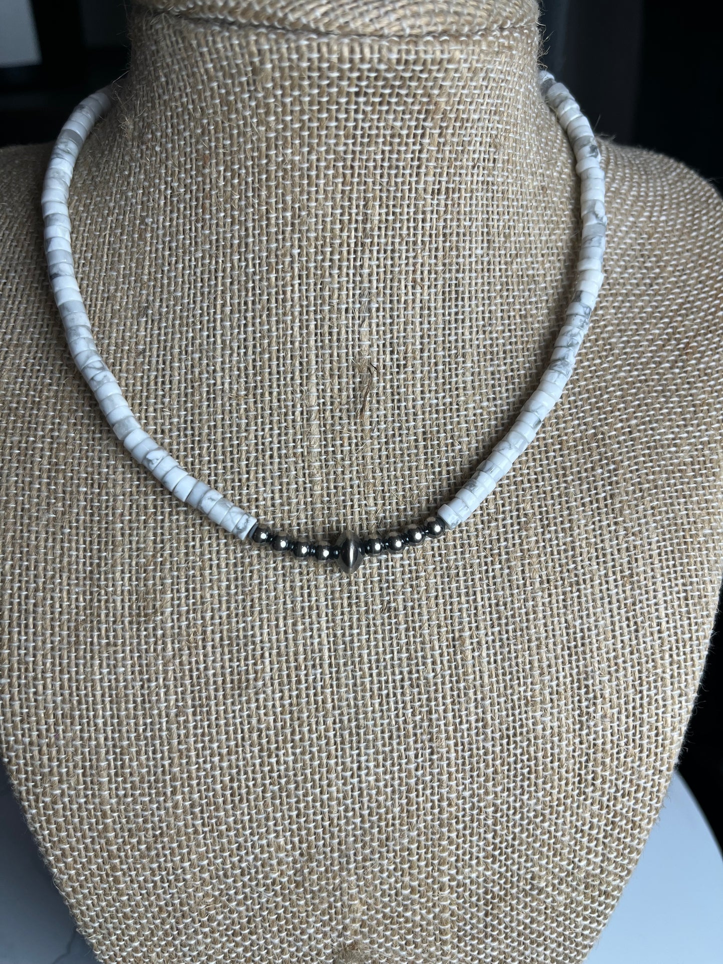 Sterling Silver and White Beaded Choker