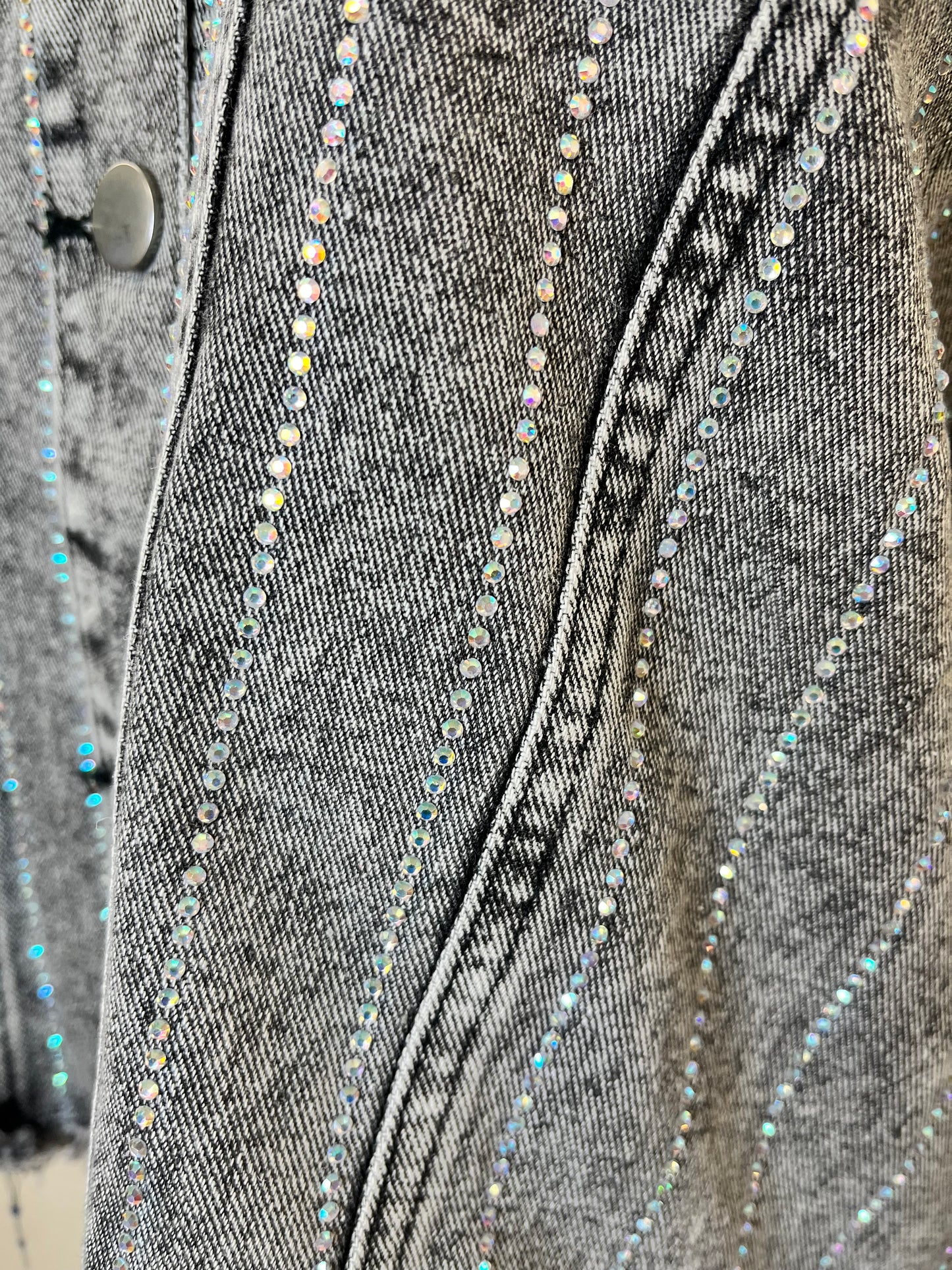 Rhinestone black denim jacket