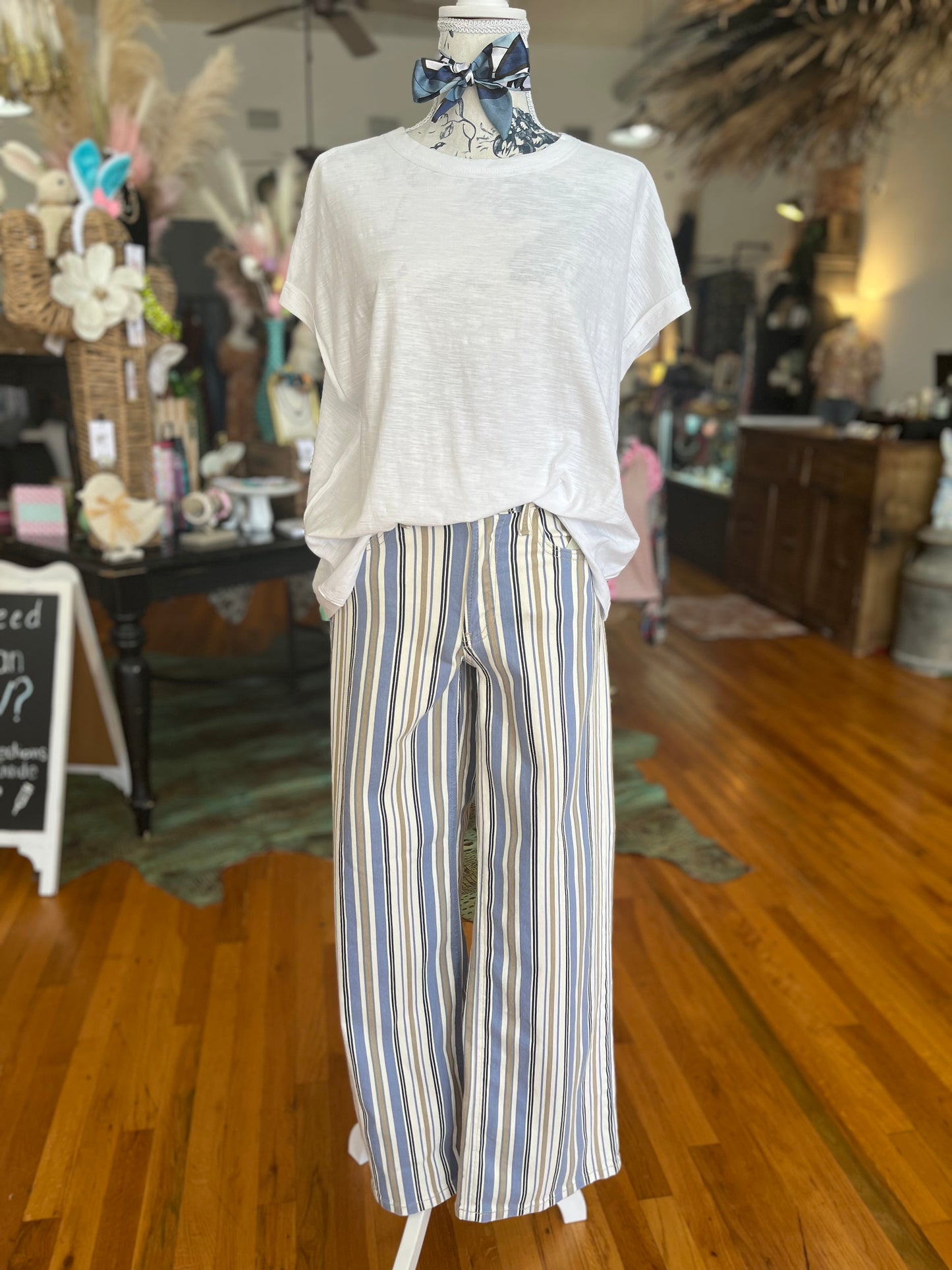 Multi striped wide legged Britches