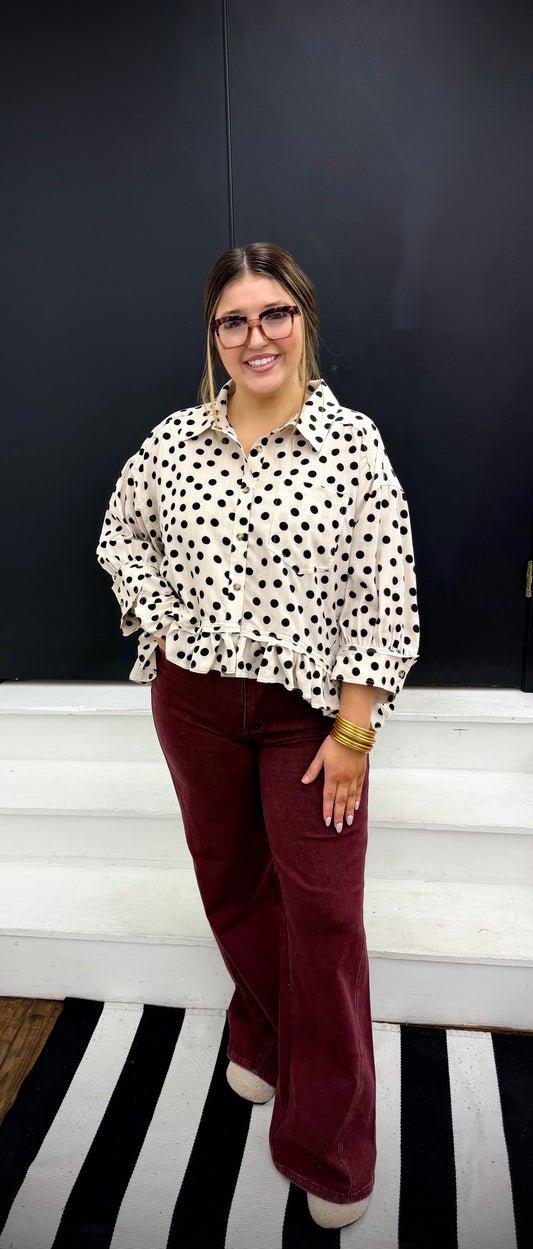 Polkadot peplum Top