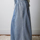 Stripe Button Pleated Drawstring Wide Pants