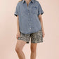 Washed Chambray
Oversized Shirt Top
