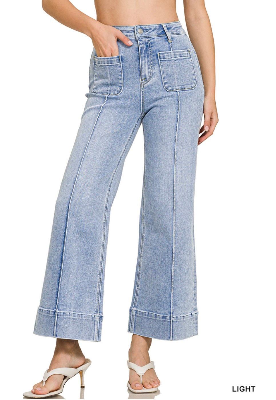 UTILITY POCKET PINTUCKED DENIM PANTS