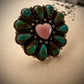 Turquoise and pink heart ring