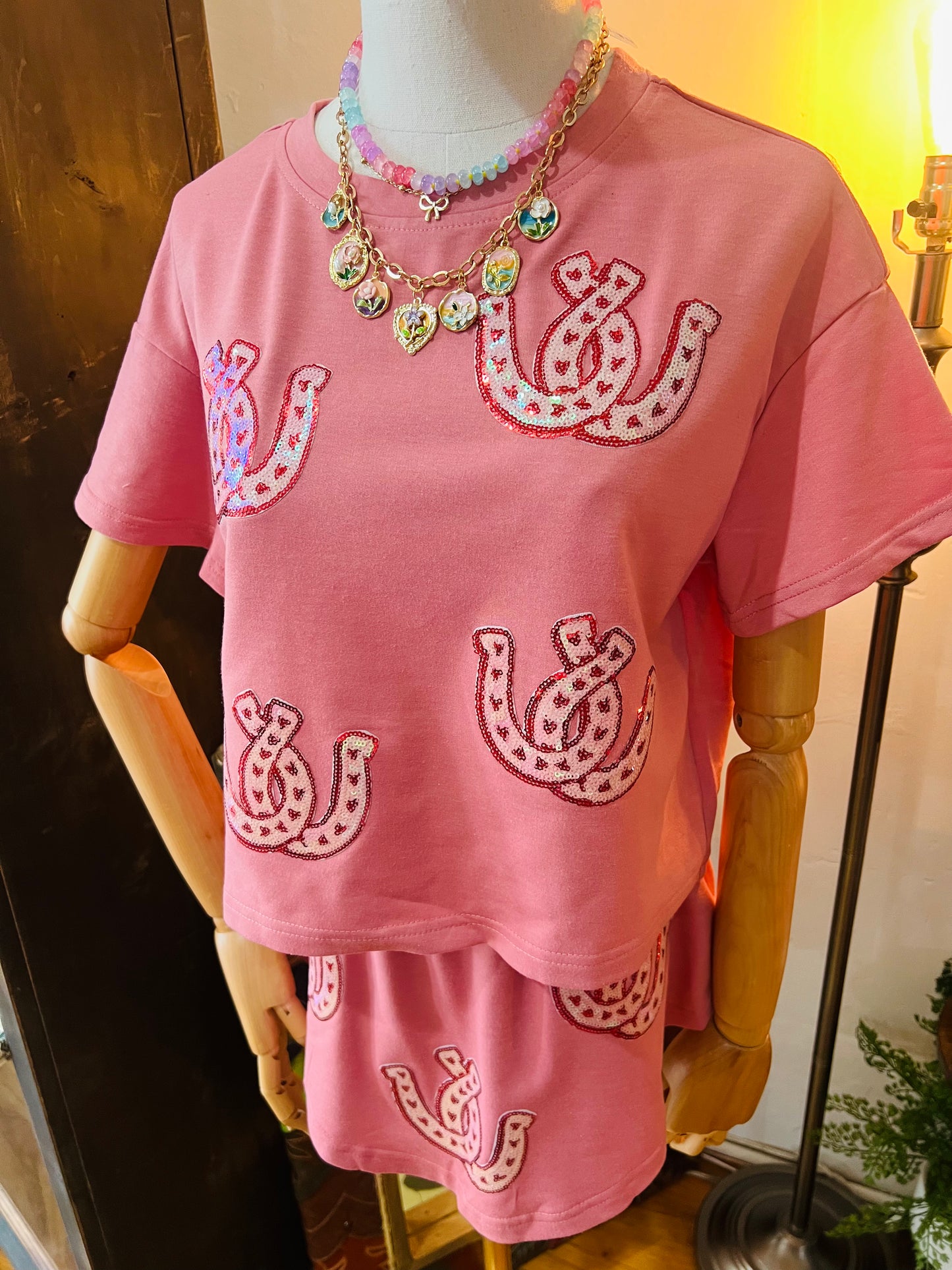 Horse Shoe Cropped Tee and High Waist Skort SET