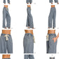 WIDE LEG DRAWSTRING ELASTIC WAISTBAND DENIM PANTS