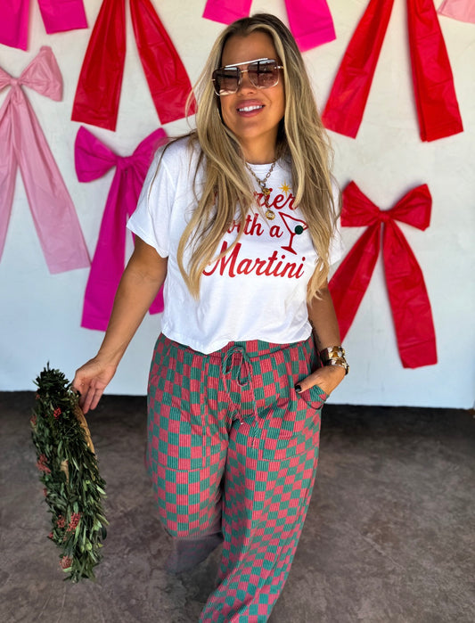 Christmas wide leg, checkered pants