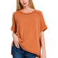 Raised rib short sleeve.