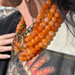 Marble Faceted Acrylic Ball Bead Multi Strand Layered Faux Leather Magnetic necklace 7strand