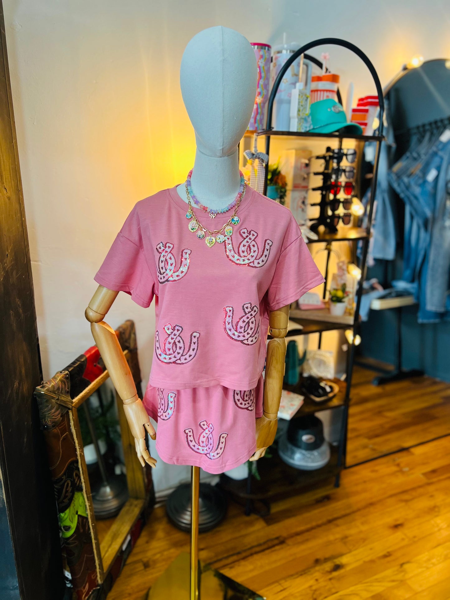 Horse Shoe Cropped Tee and High Waist Skort SET