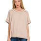 Raised rib short sleeve.