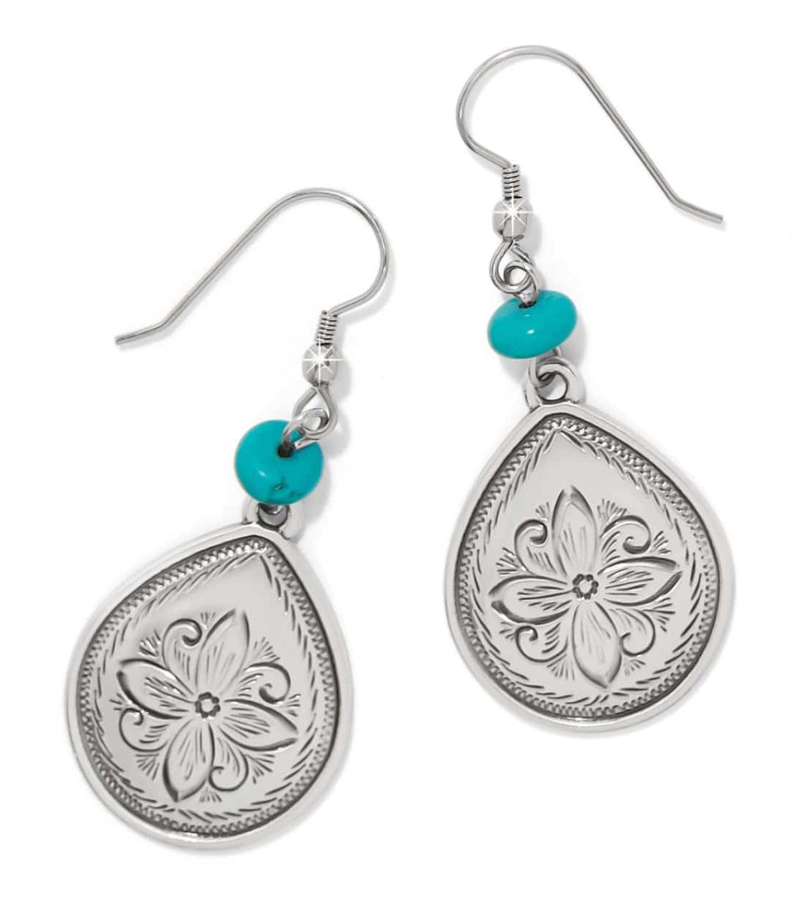 Mosaic Turquoise Teardrop French Wire Earrings