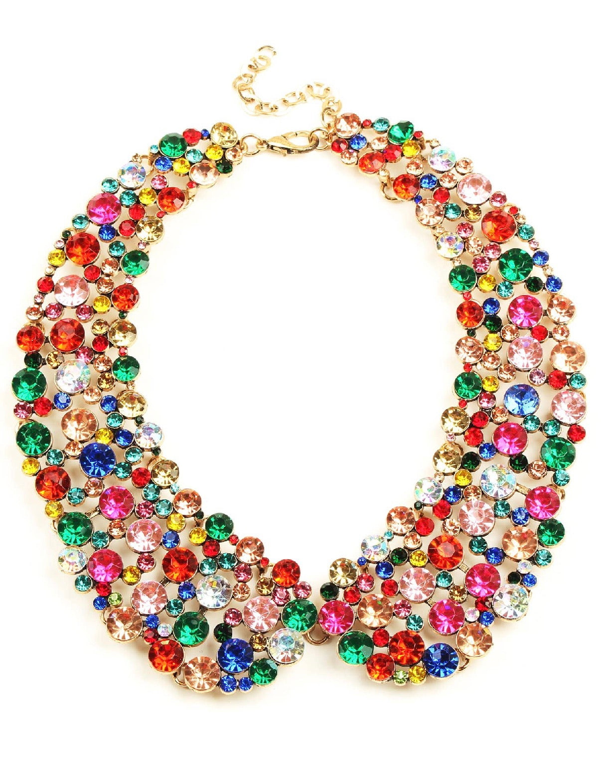 Multiple Color Rhinestone Collar Necklace