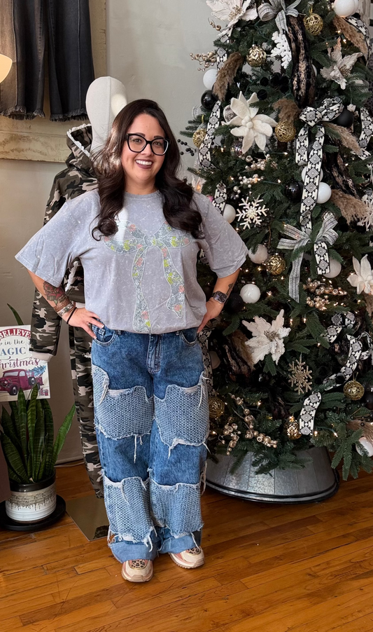 Lace bow shirt