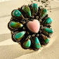 Turquoise and pink heart ring