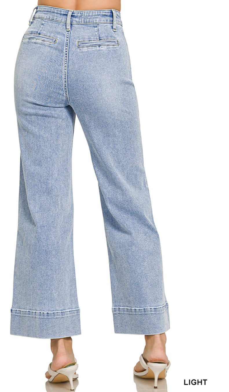 UTILITY POCKET PINTUCKED DENIM PANTS