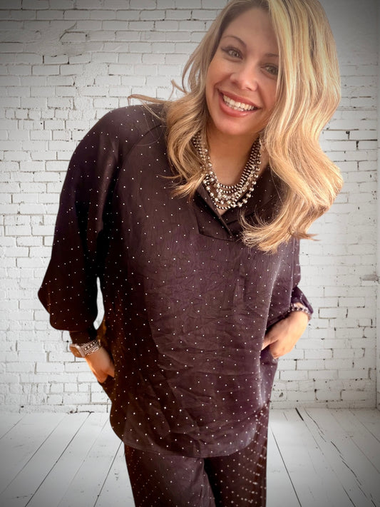 Bling Embellished crinkle Blouse