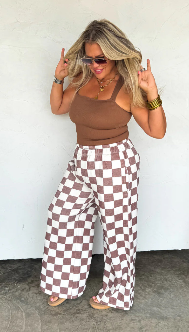 Checkered DRIFT AWAY WIDE LEG JOGGERS