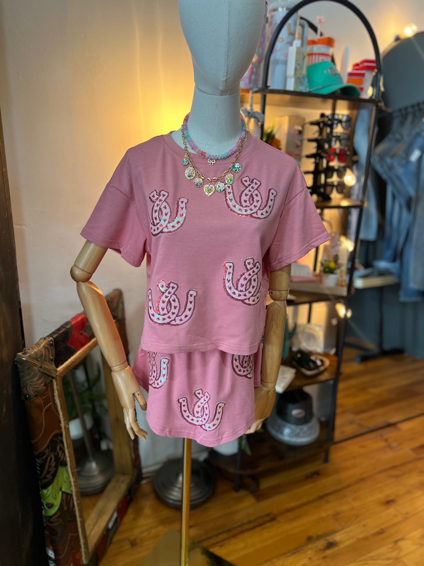 Horse Shoe Cropped Tee and High Waist Skort SET