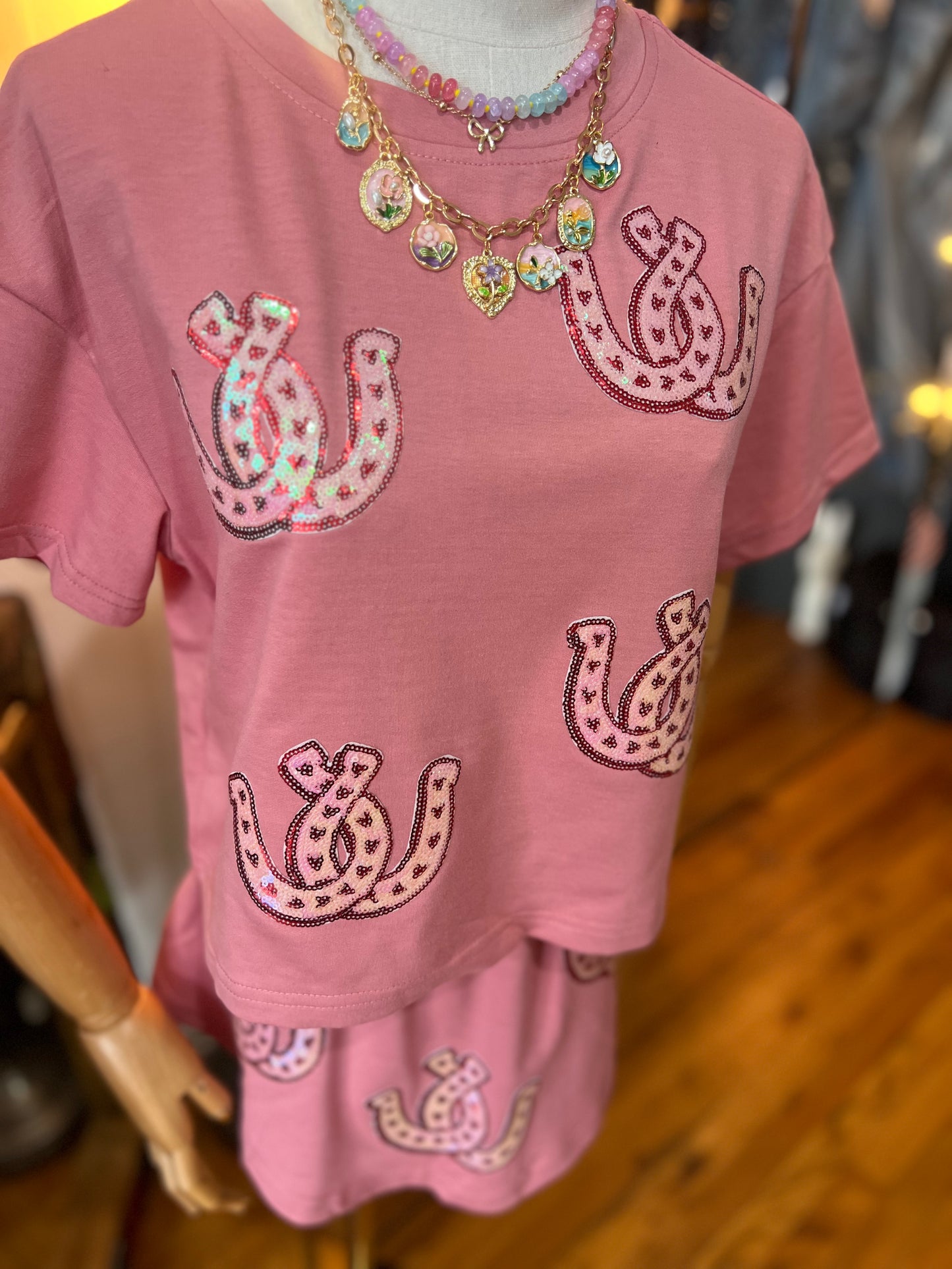 Horse Shoe Cropped Tee and High Waist Skort SET