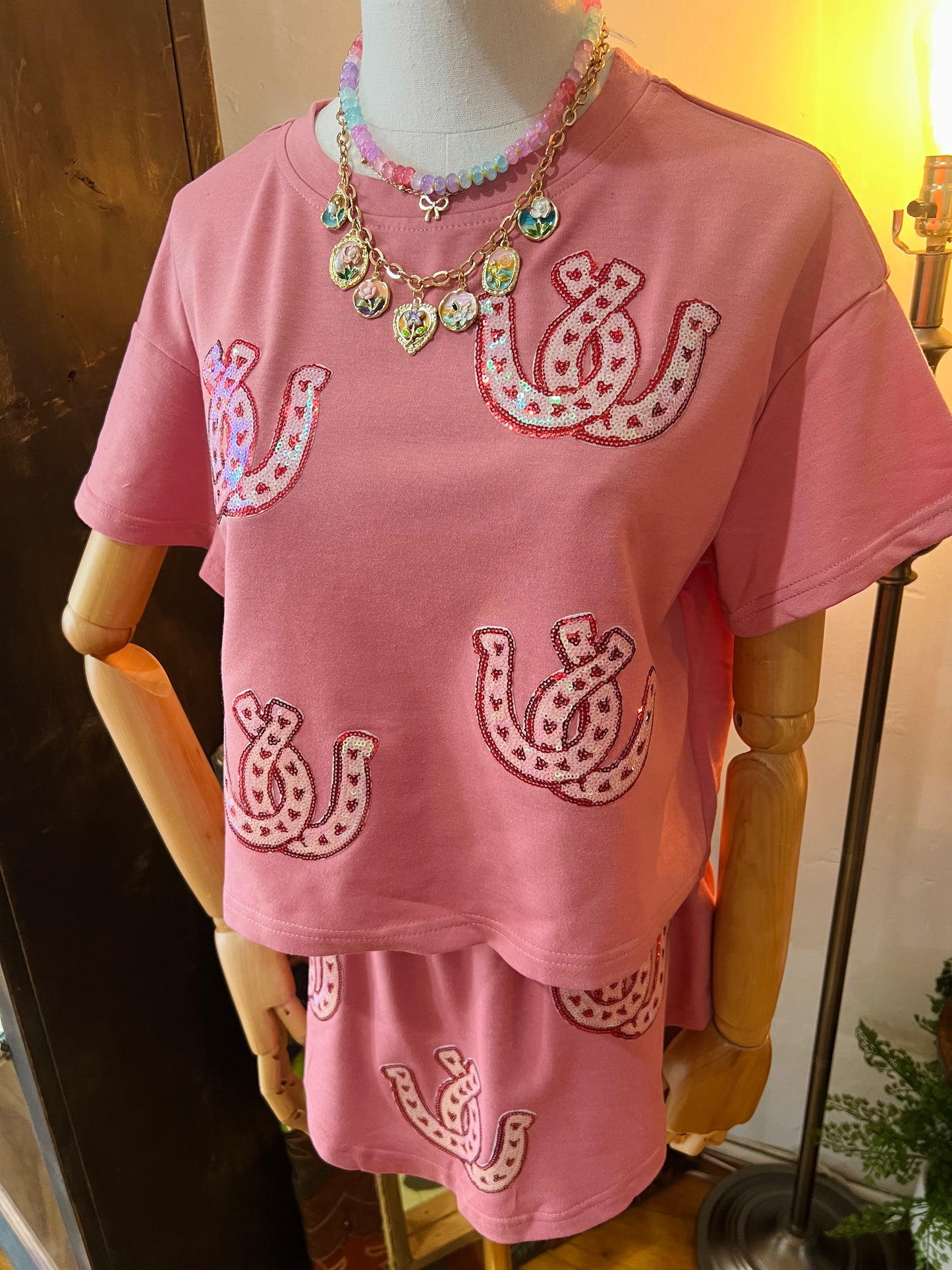 Horse Shoe Cropped Tee and High Waist Skort SET