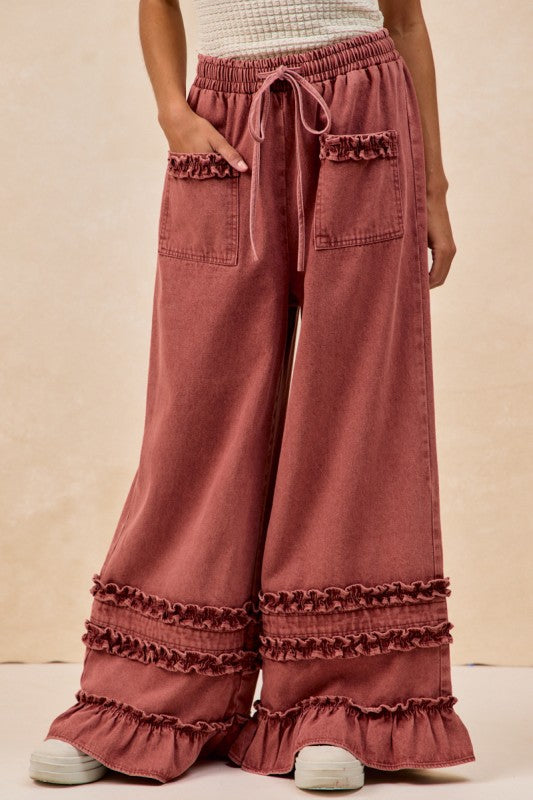 Ruffled washed burgundy Britches