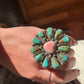 Turquoise and pink heart ring