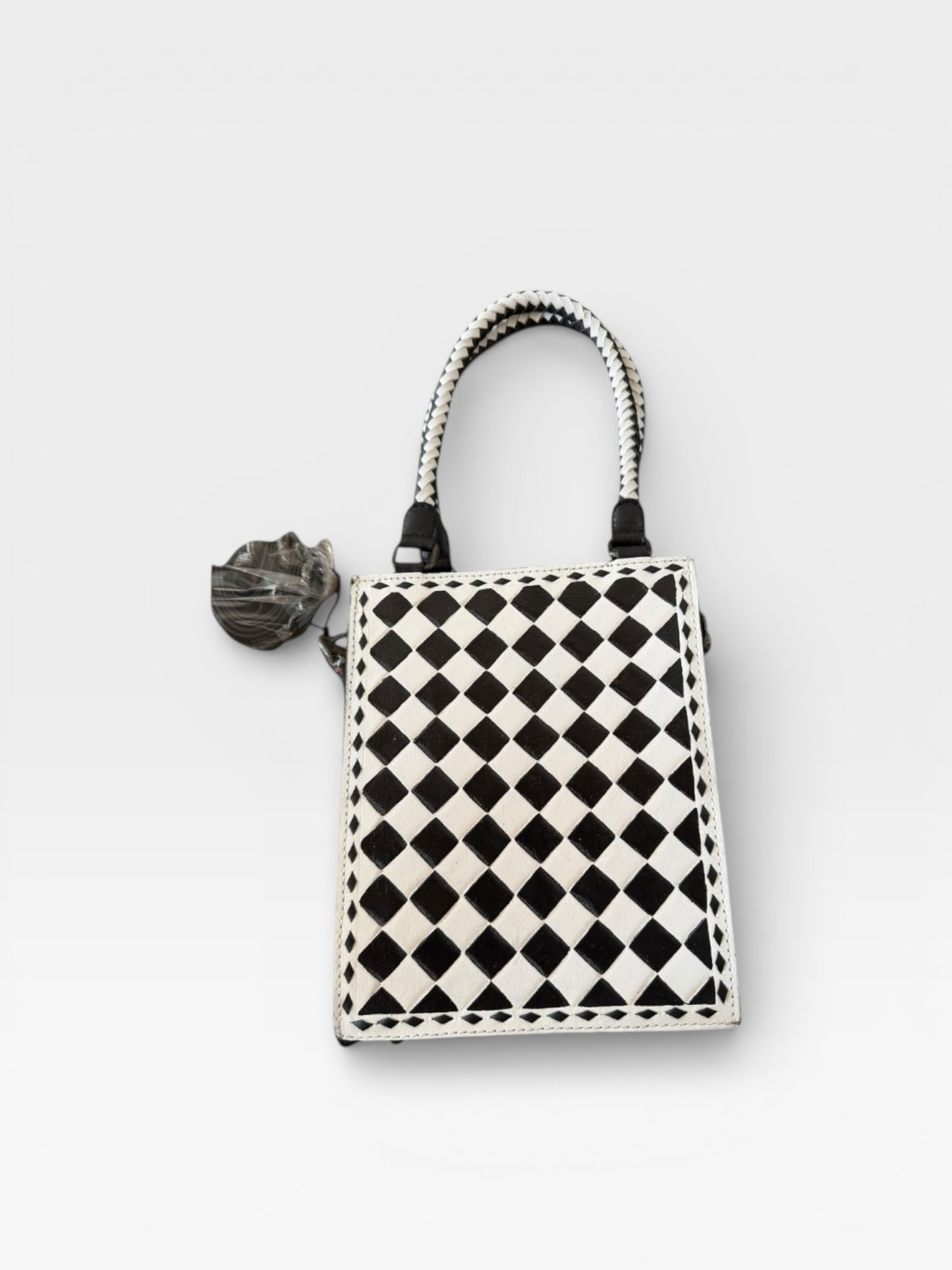 Checkered leather cross body