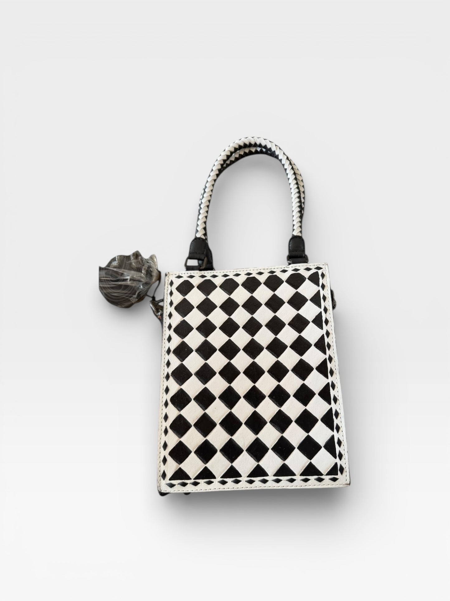 Checkered leather cross body