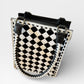 Checkered leather cross body