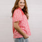 Pink & Red heart Embroidery Blouse