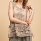 Sleeveless Tiered Ruffle High Low Lace Top