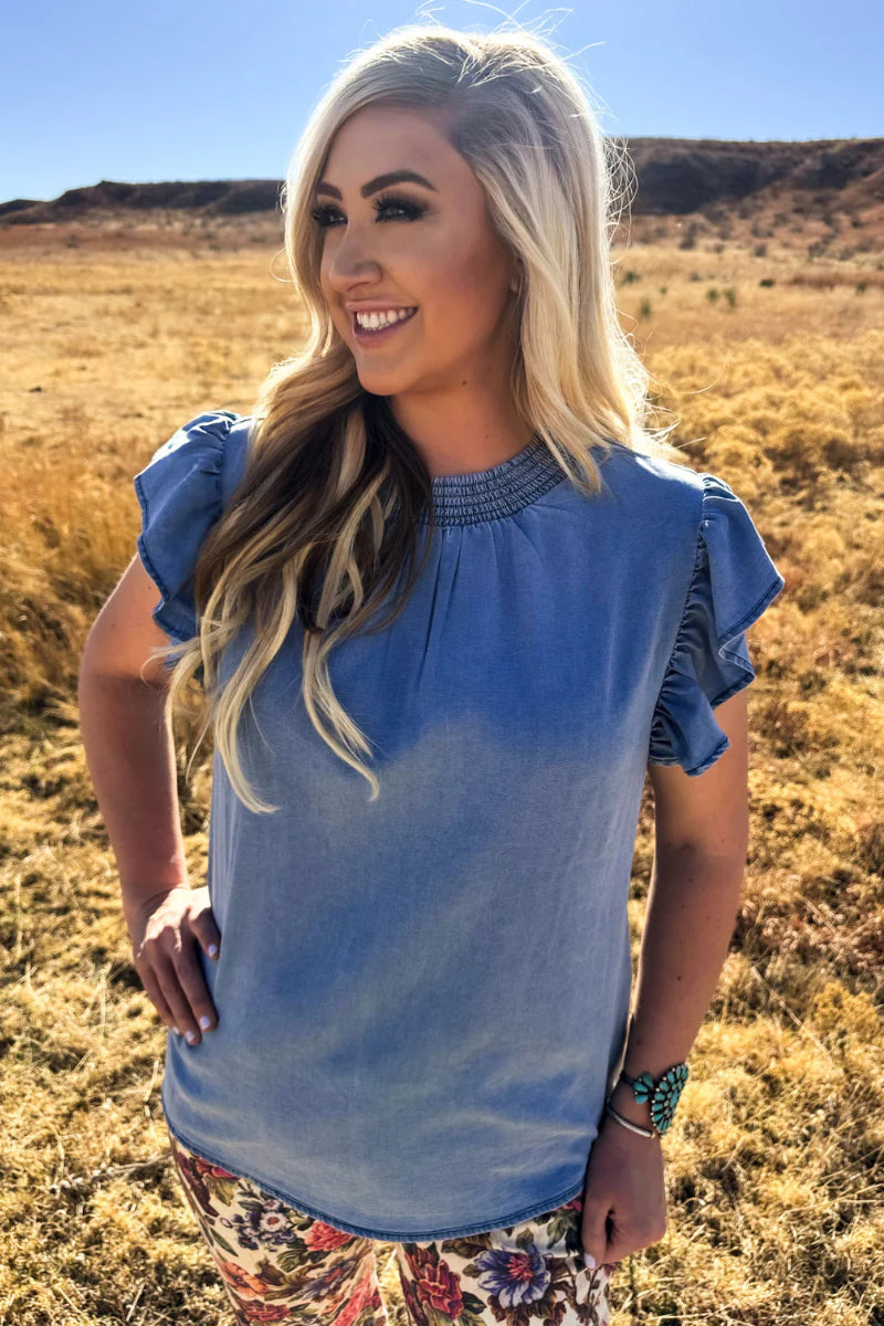BABYDOLL TOP DENIM