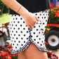 White Polka Dot Ruffle Shorts