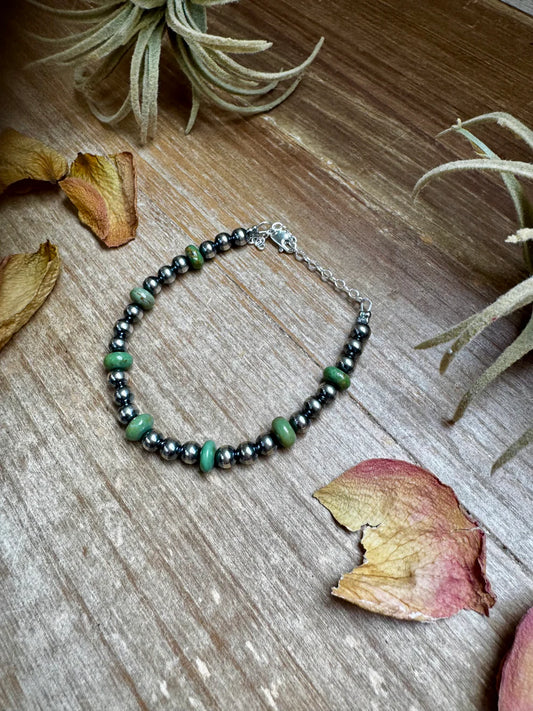Green Turquoise and Sterling Silver Bracelet