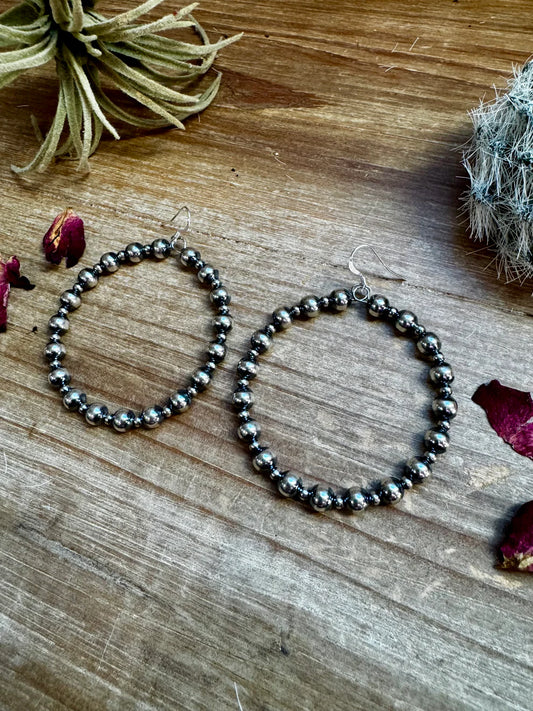 Sterling Silver Pearl Hoops earrings 6 and 3 mm