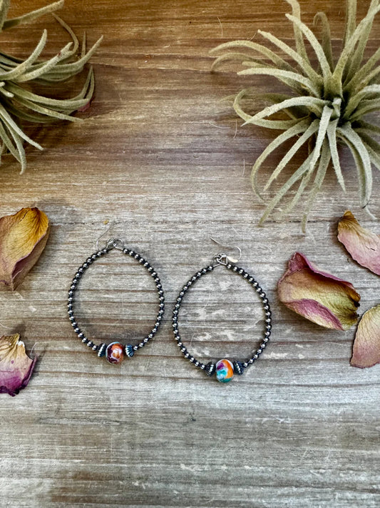 Mohave and Sterling Silver Small Hoops