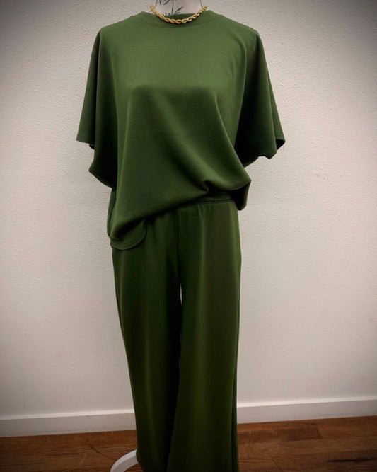 SCUBA CURVED HEM TOP & PANTS SET