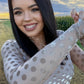 MOCHA DOT VELVET LONG SLEEVE MESH TOP