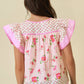 MIXED PRINT FLUTTER SLEEVE TOP