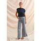 MID RISE FLARE BOTTOM DENIM JEANS WITH SIDE PEARL