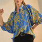 Bold Floral Printed Puff Sleeve Blouse