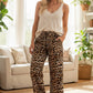 Leopard Print Wide Leg Flowy Woven Pants