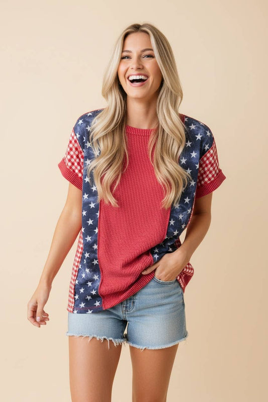 Americana-inspired knit top